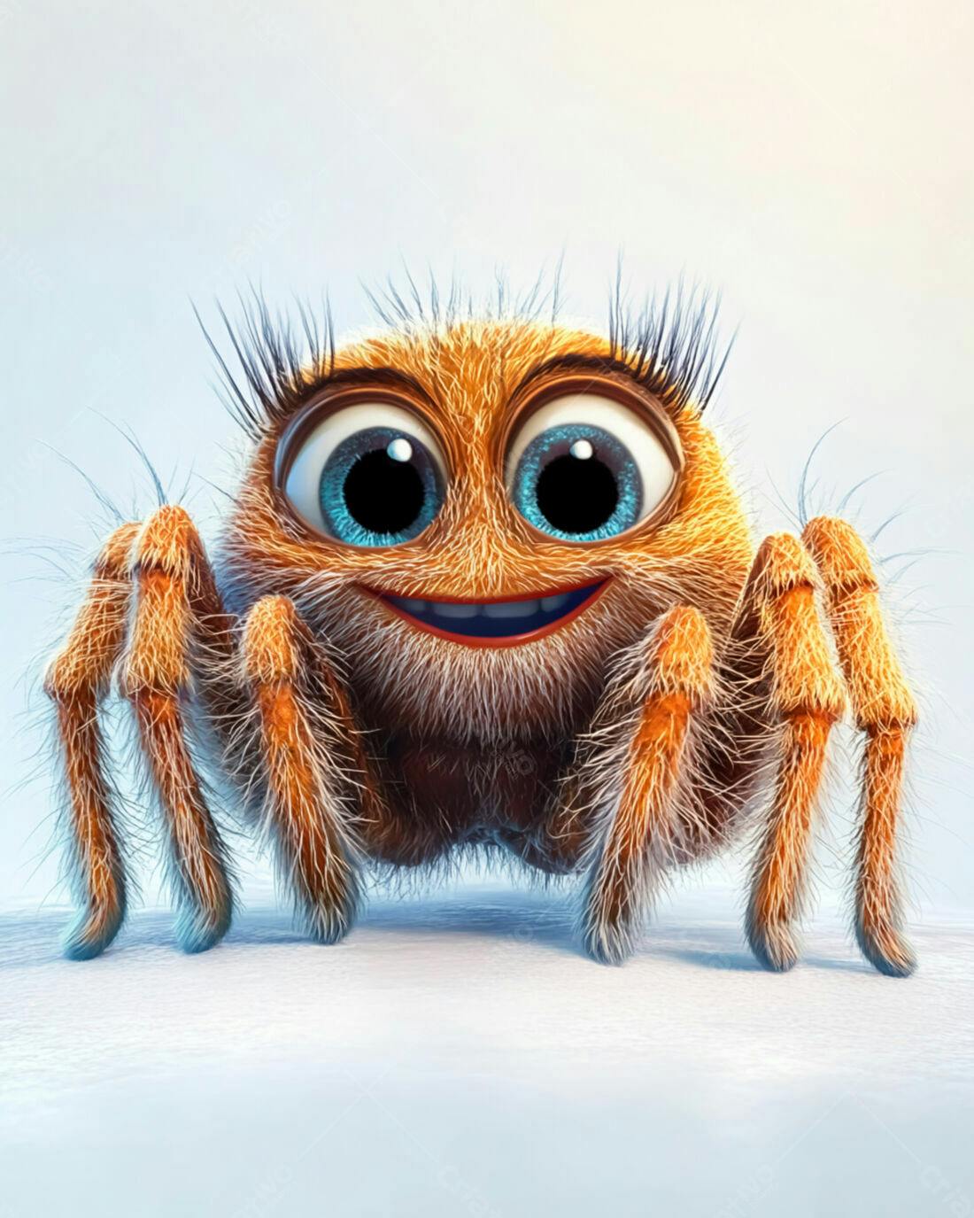 Aranha fofa sorrindo fundo claro