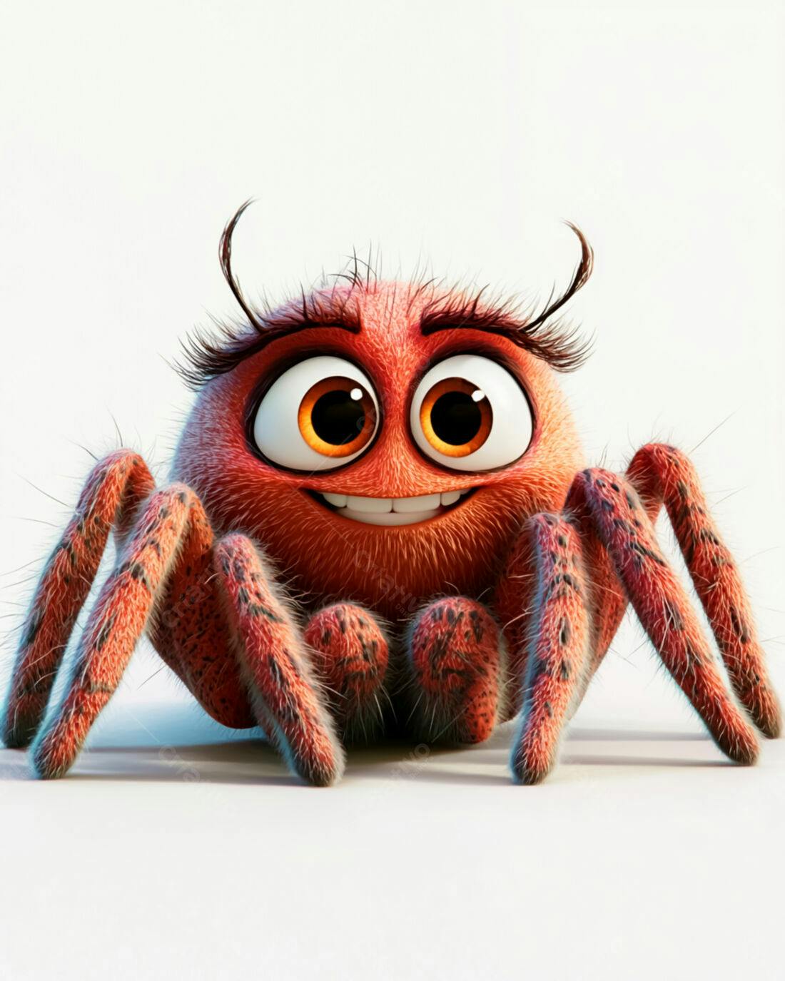 Aranha fofa de desenho animado cor laranja