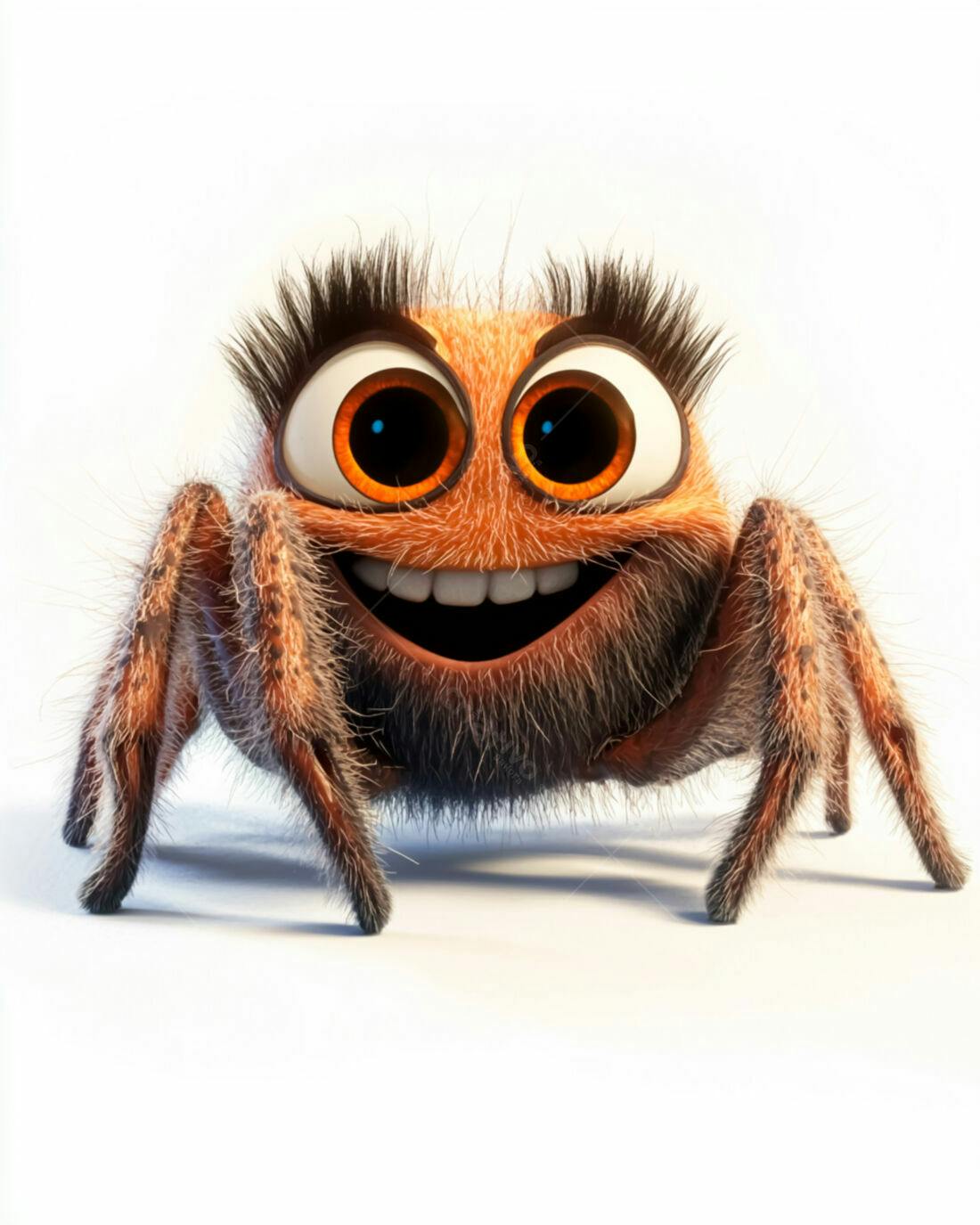 Aranha fofa sorrindo fundo branco
