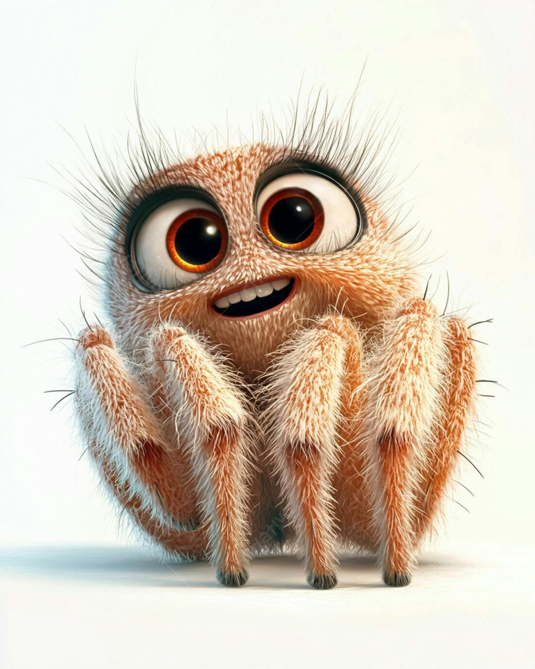 Aranha fofa sorrindo fundo branco