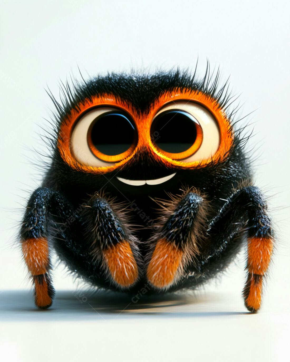 Aranha fofa de desenho animado laranja e preta