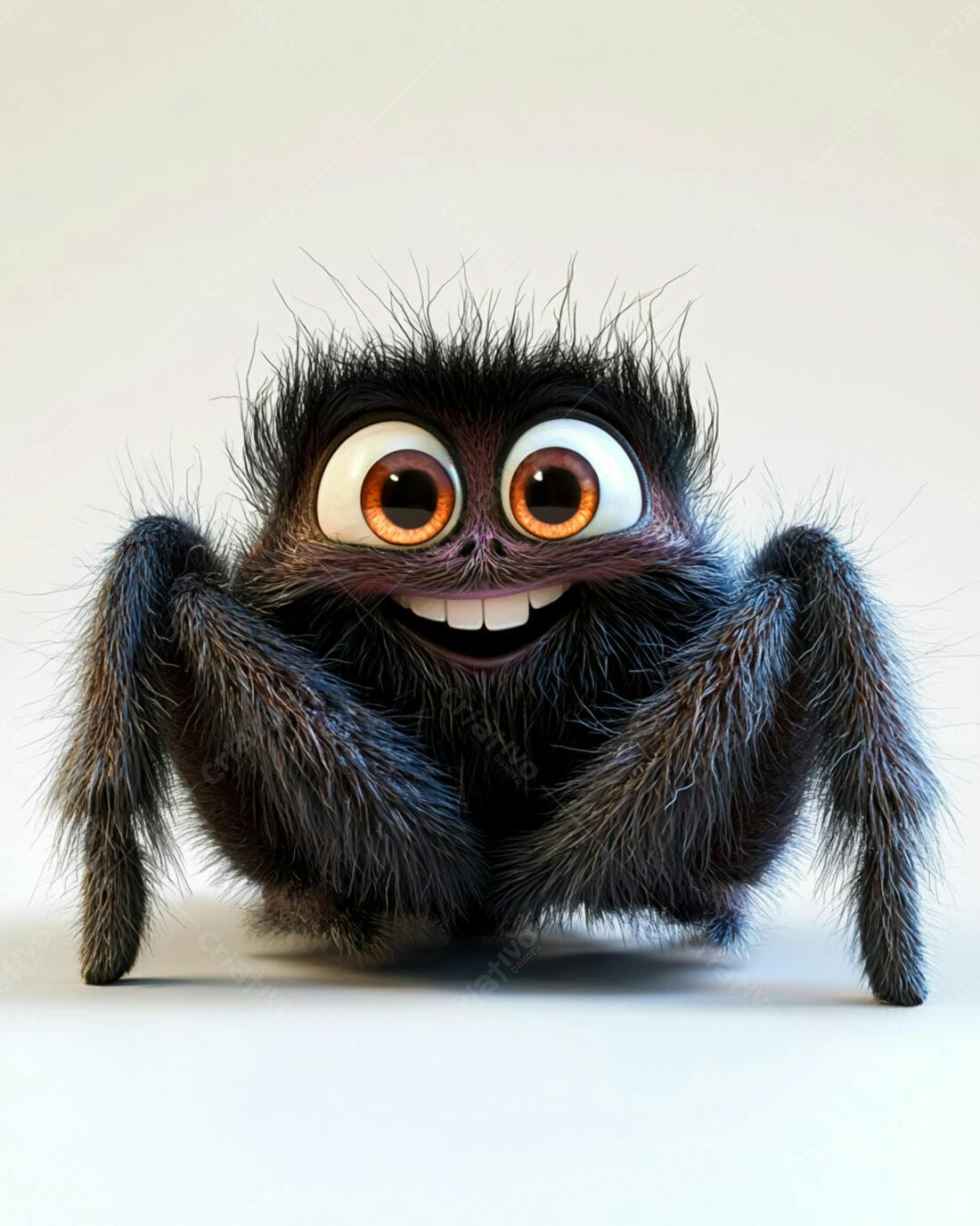 Aranha fofa sorrindo fundo branco
