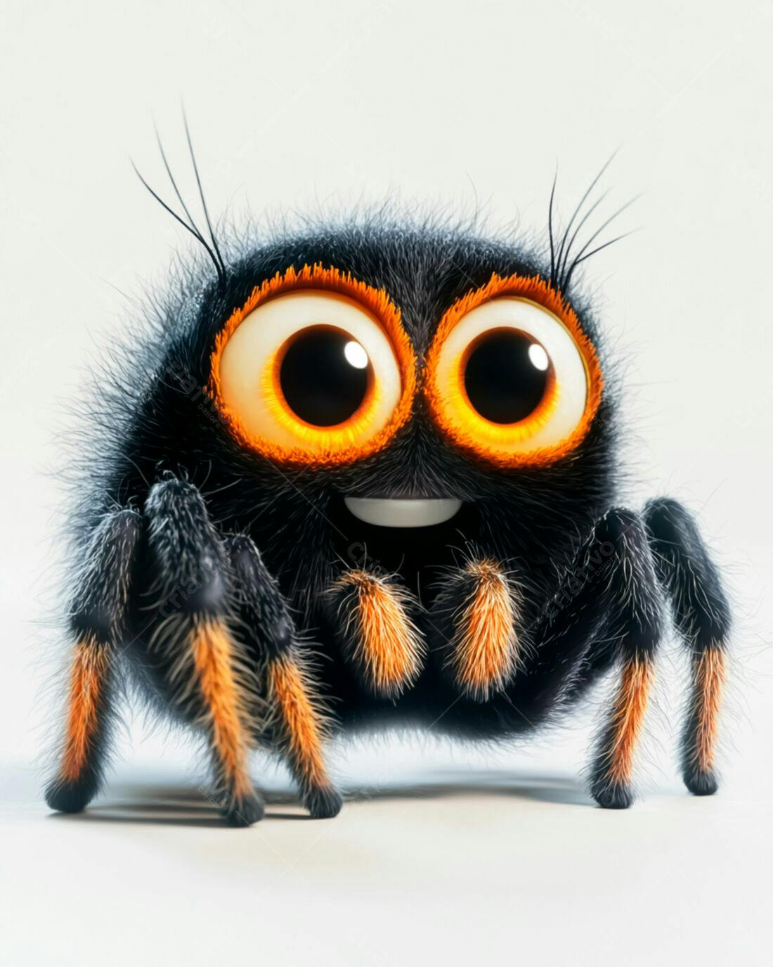 Aranha fofa de desenho animado preto e laranja
