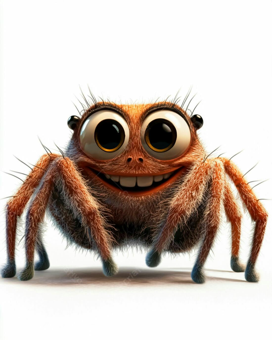 Aranha fofa sorrindo fundo branco