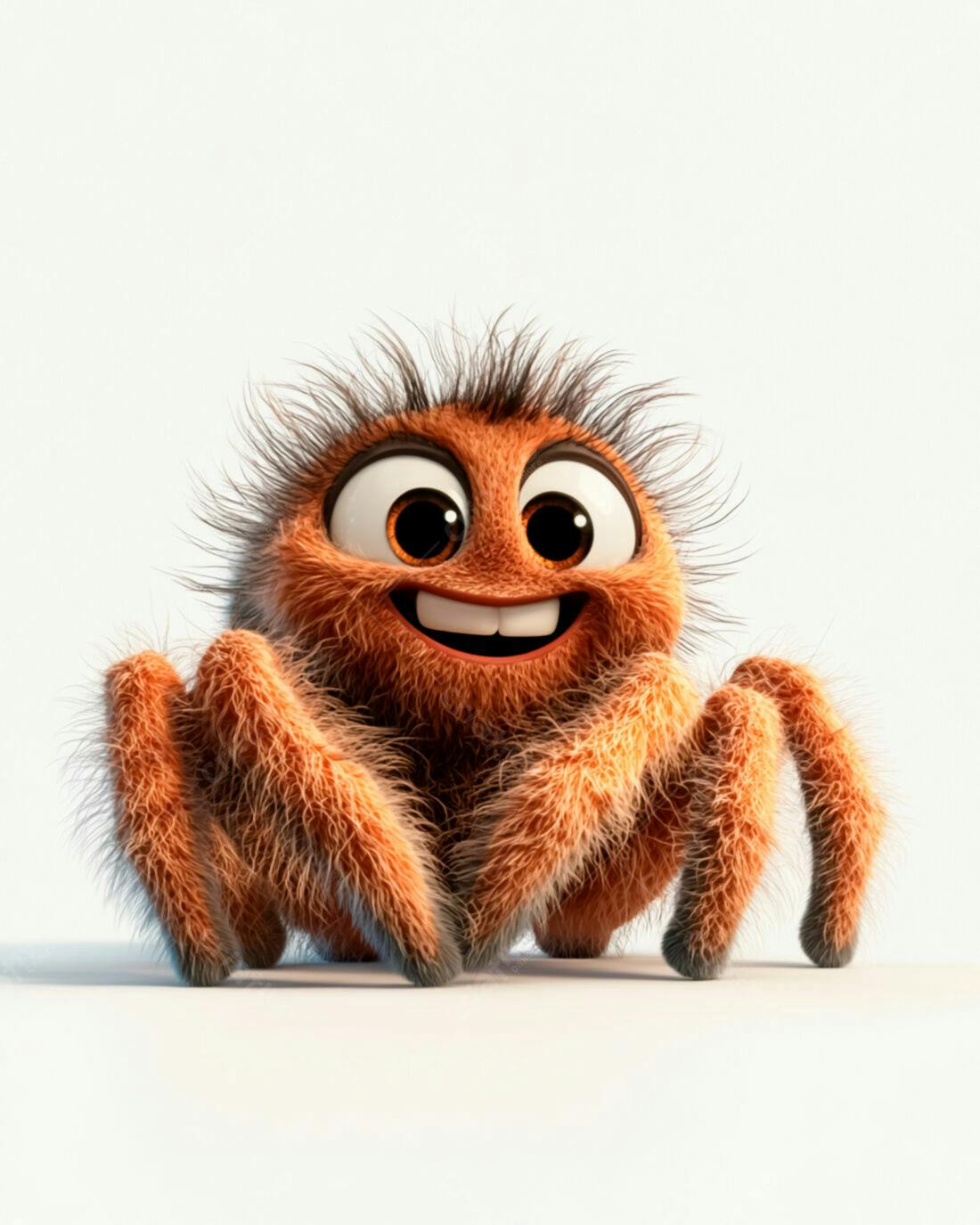 Aranha fofa sorrindo fundo branco