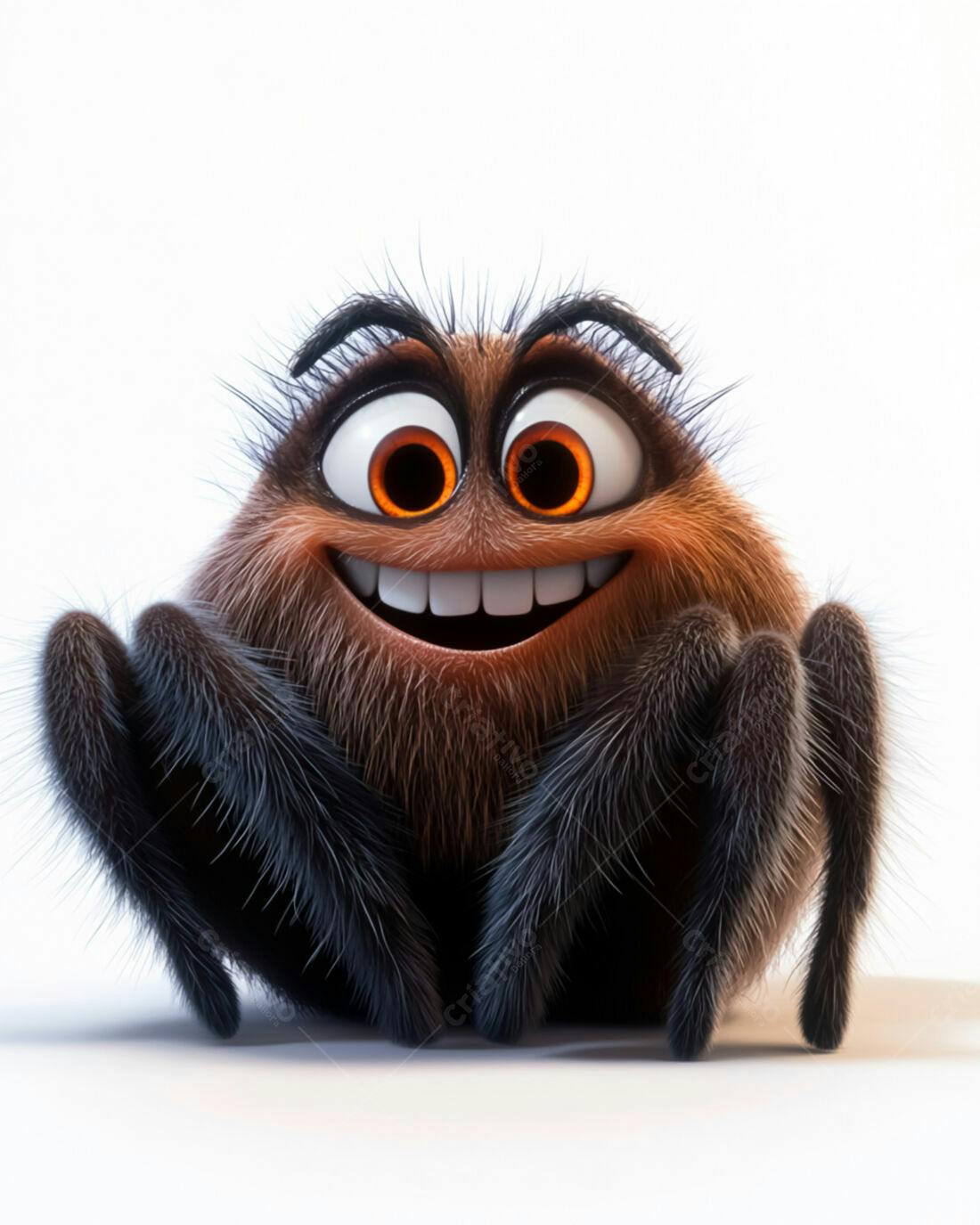 Aranha fofa sorrindo fundo branco
