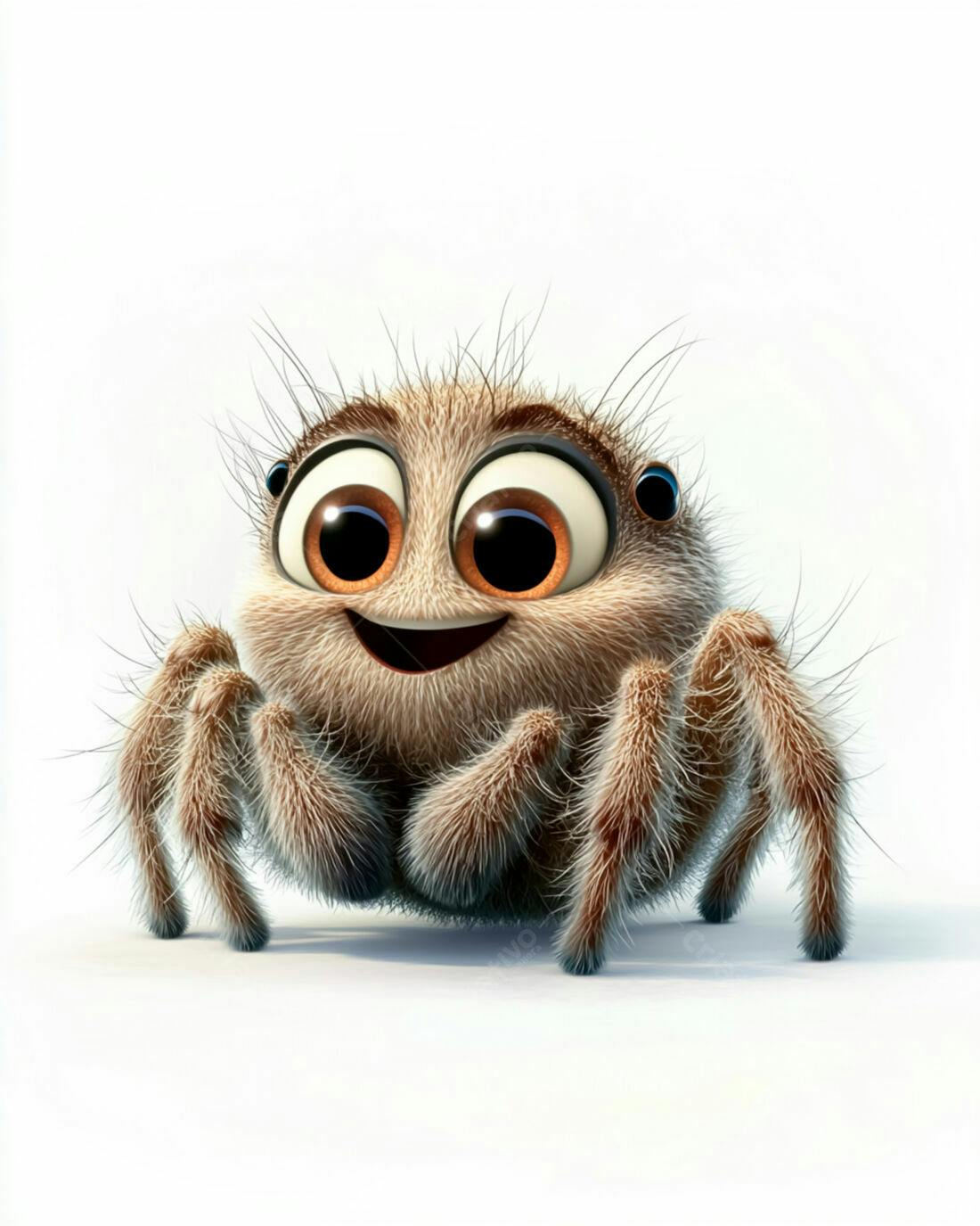 Aranha fofa sorrindo fundo branco