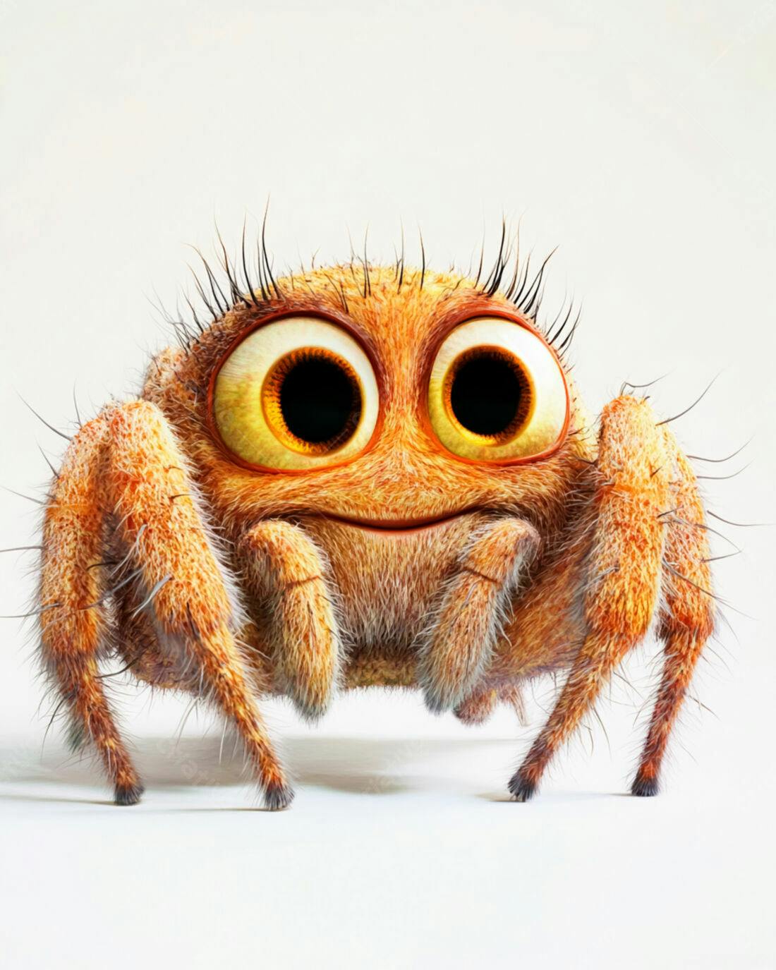 Aranha fofa laranja sorrindo