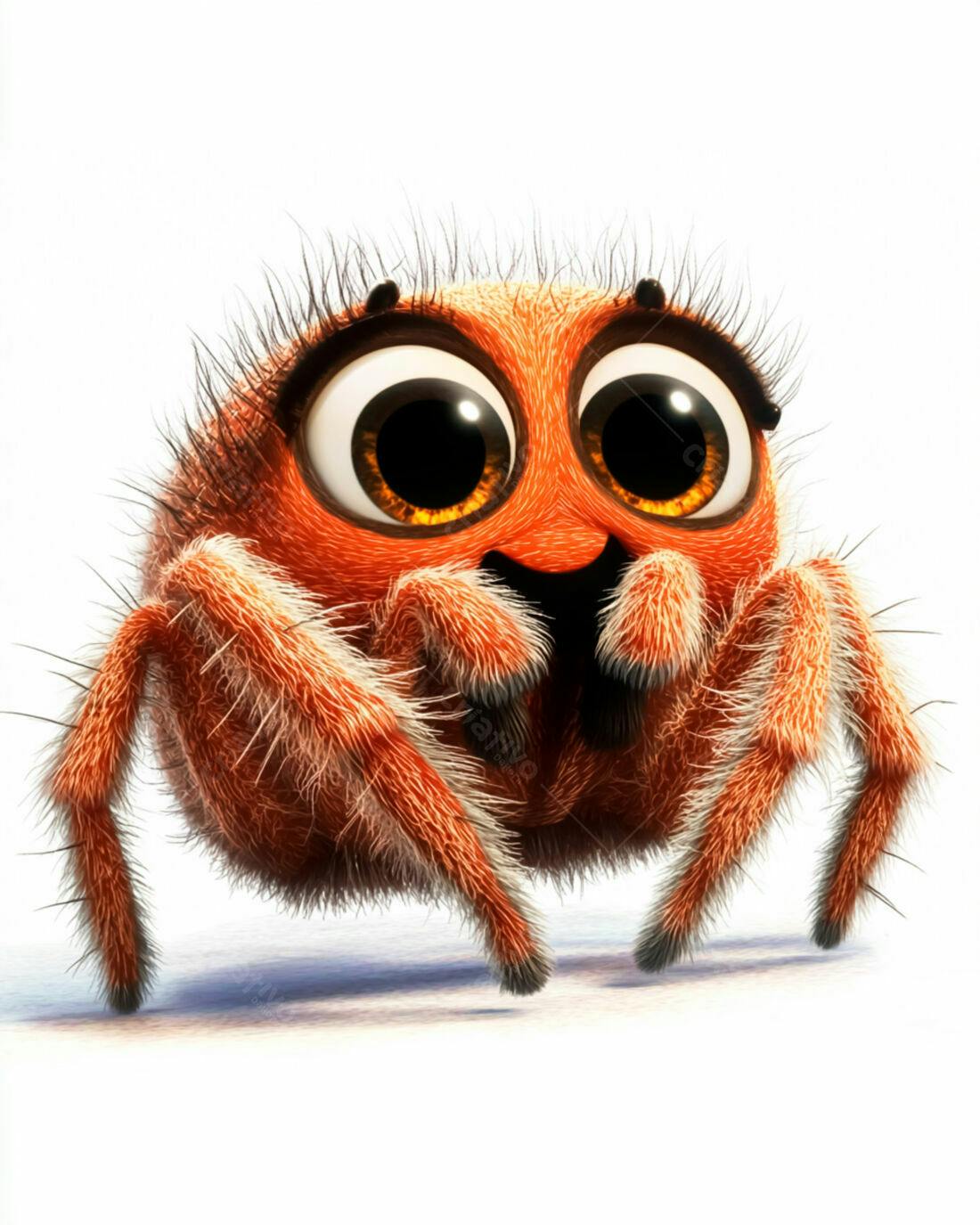 Aranha fofa laranja estilo desenho animado