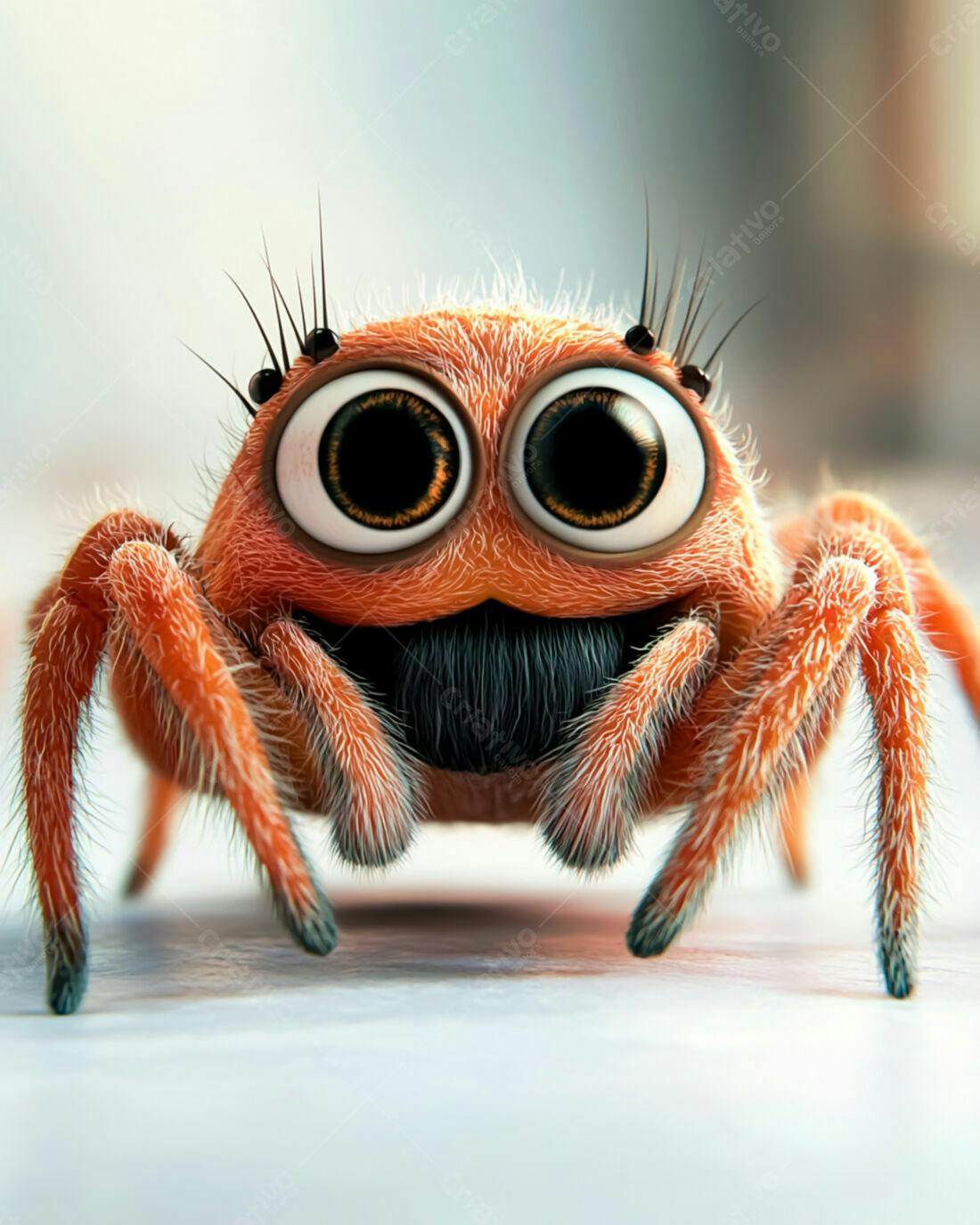 Aranha fofa laranja com olhos grandes
