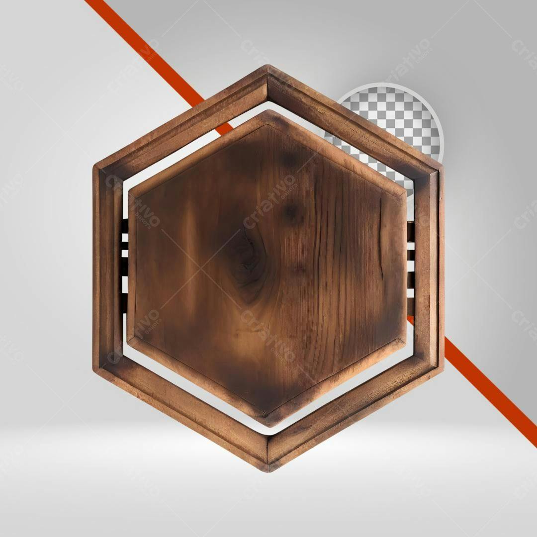 Selo Hexagonal Madeira PNG com fundo transparente