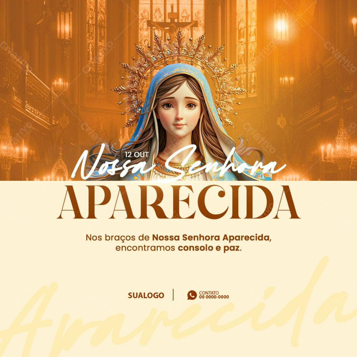 Flyer para Dia de Nossa Senhora Aparecida PSD Editável