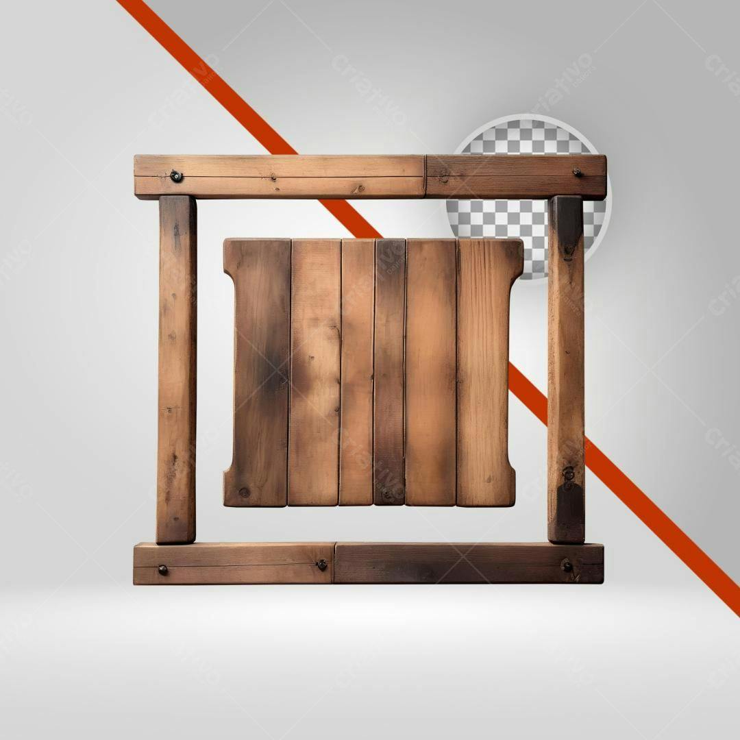 Moldura de madeira rústica PNG com fundo transparente