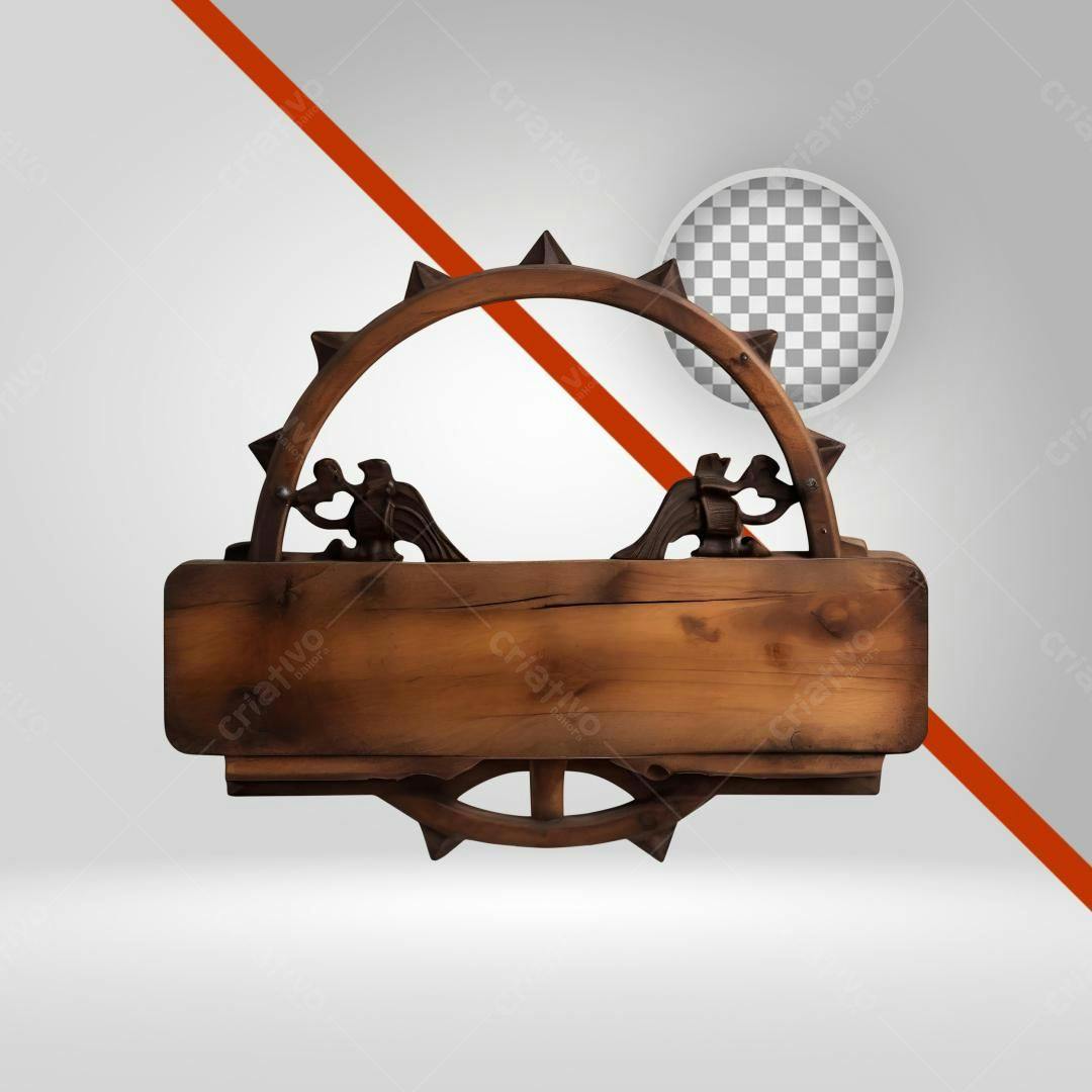 Placa de Madeira Decorativa PNG com fundo transparente