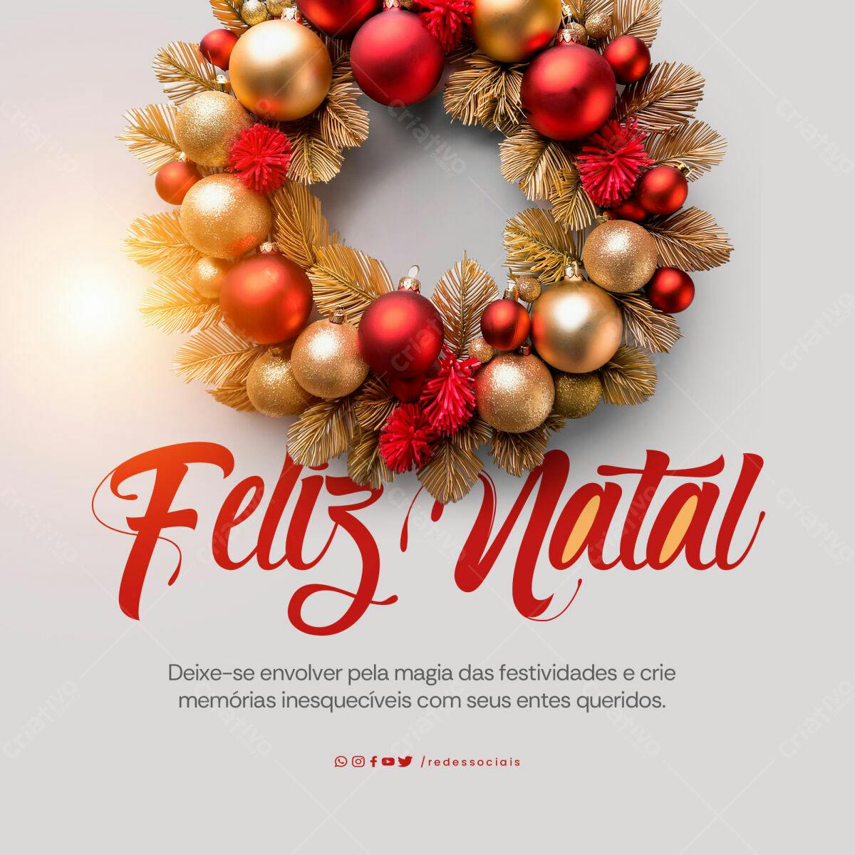 Postagem Natalina com Coroa de Natal PSD Editável