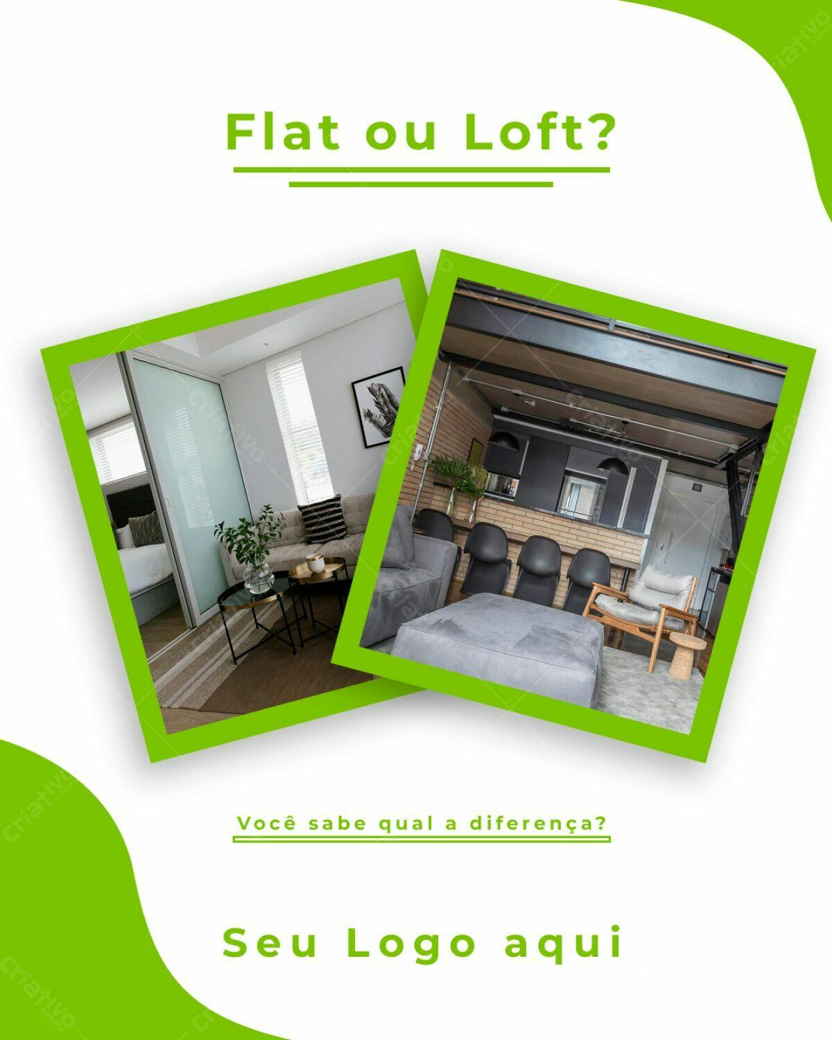 Postagem Instagram Imóveis - Flat x Loft PSD Editável