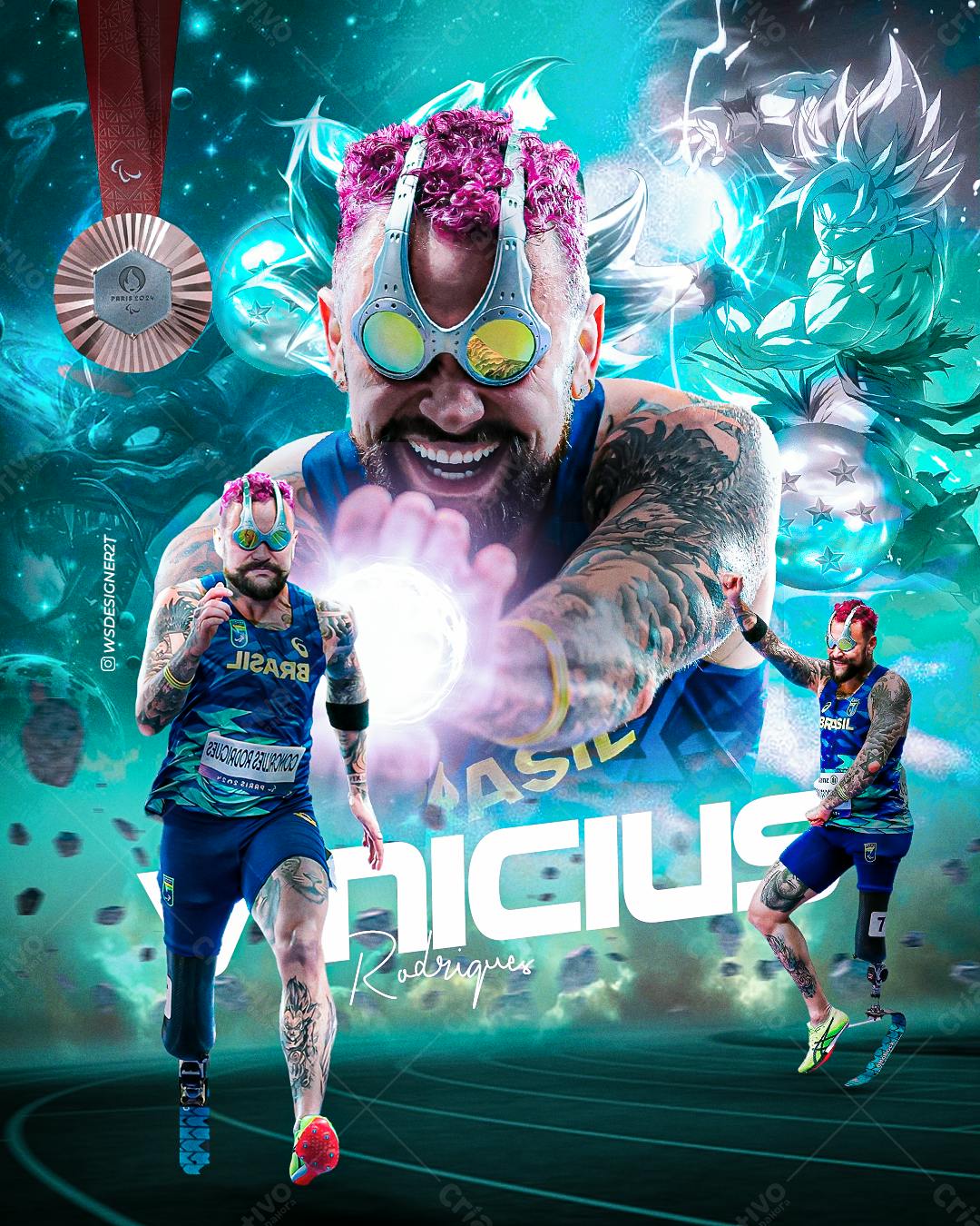 Arte Digital Atleta Paralímpico PSD Editável