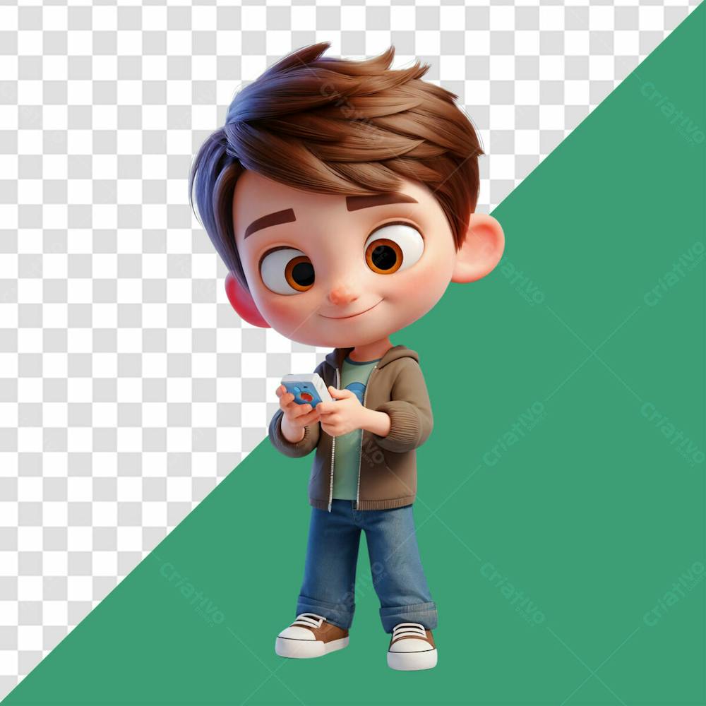 Personagem 3D Criança Com Brinquedo Dia Das Crianças