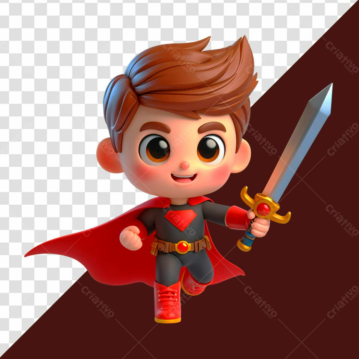 Personagem Cartoon Super Herói PSD Editável