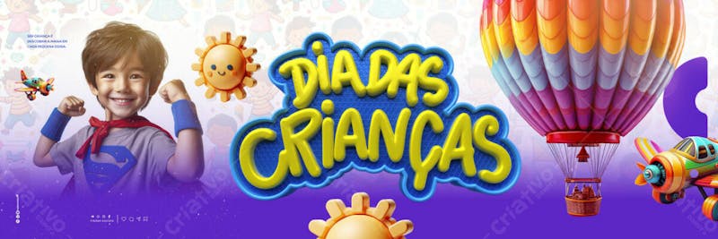 Dia das crianças social media banner