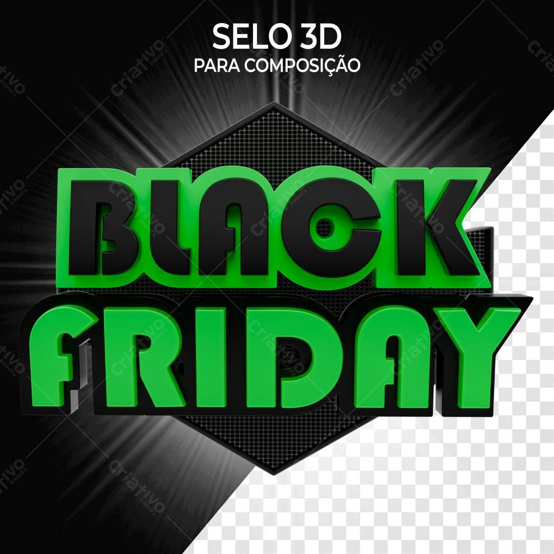 Selo 3D Black Friday verde e preto