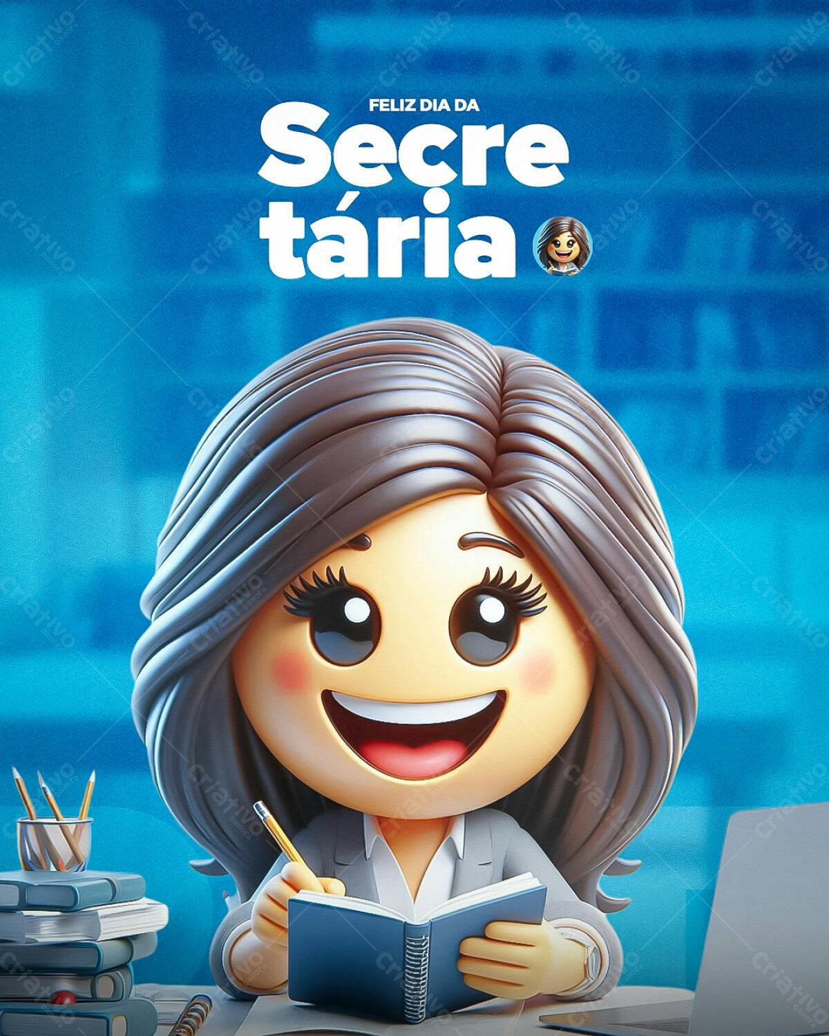 Arte Dia da Secretária PSD Editável