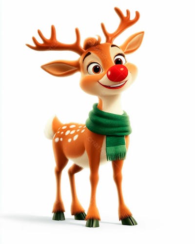 Imagem De Uma Rena De Natal Usando Um Cachecol Verde