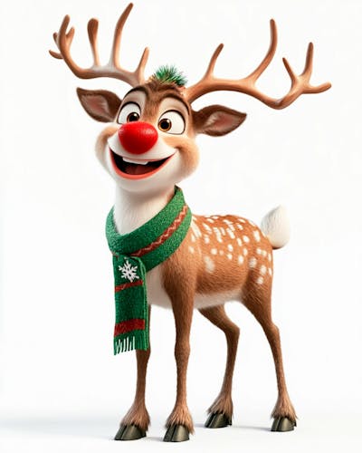Imagem De Uma Rena De Natal Usando Um Cachecol Verde