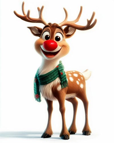 Imagem De Uma Rena De Natal Usando Um Cachecol Verde