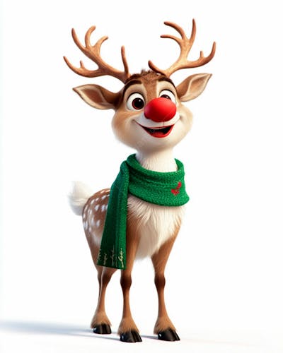 Imagem De Uma Rena De Natal Usando Um Cachecol Verde