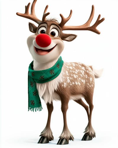 Imagem De Uma Rena De Natal Usando Um Cachecol Verde