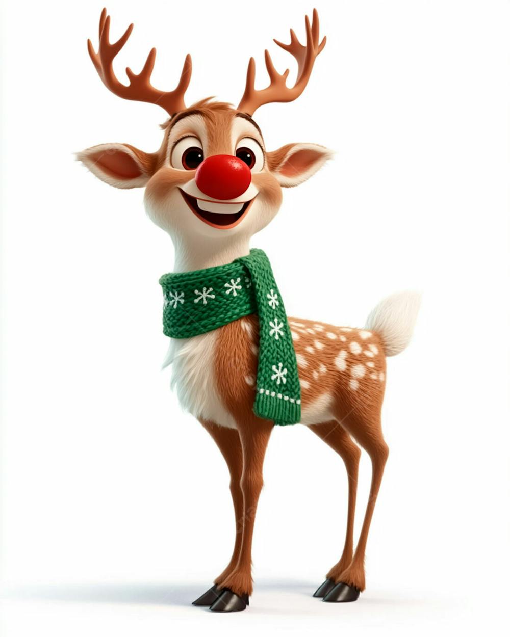 Imagem De Uma Rena De Natal Usando Um Cachecol Verde