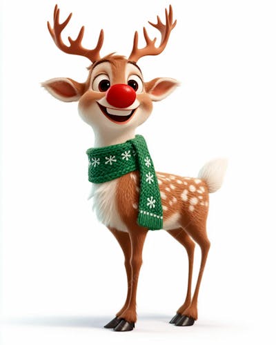 Imagem De Uma Rena De Natal Usando Um Cachecol Verde