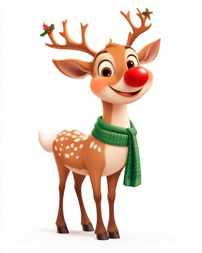 Imagem De Uma Rena De Natal Usando Um Cachecol Verde