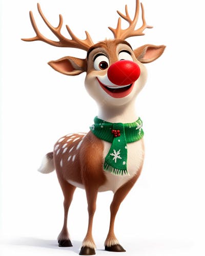 Imagem De Uma Rena De Natal Usando Um Cachecol Verde