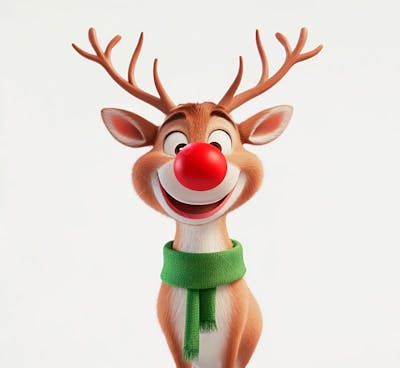 Imagem De Uma Rena De Natal Usando Um Cachecol Verde