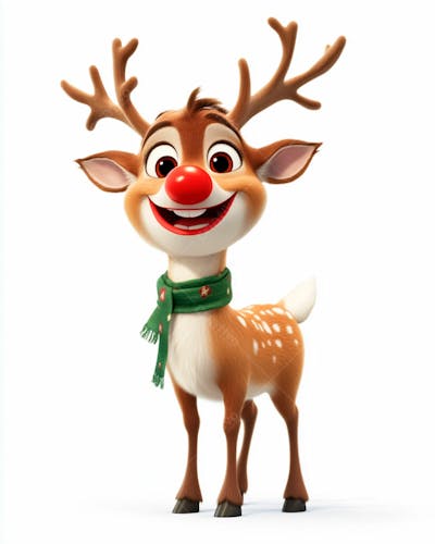 Imagem De Uma Rena De Natal Usando Um Cachecol Verde