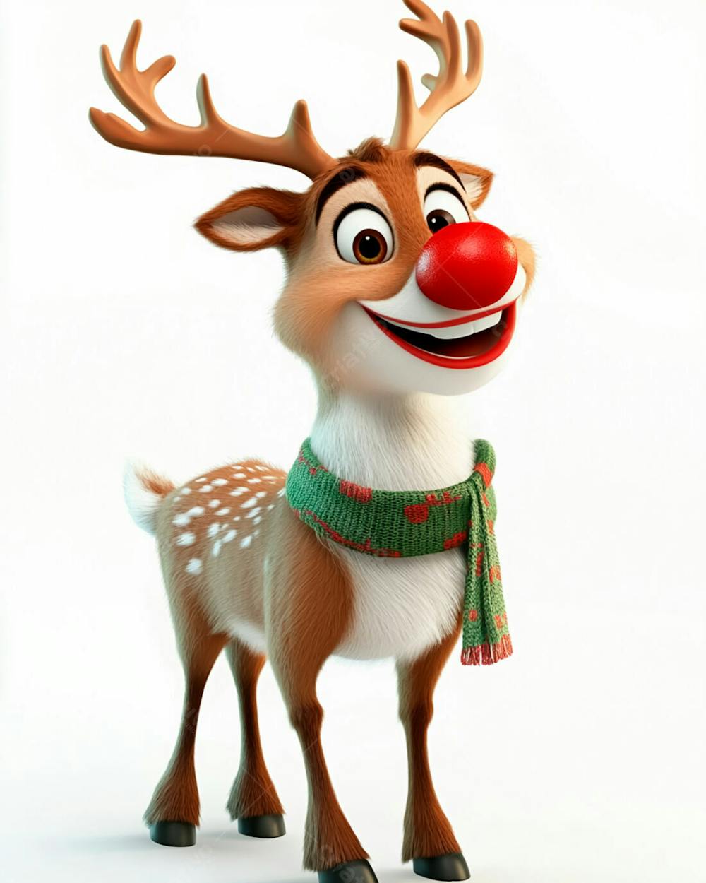 Imagem De Uma Rena De Natal Usando Um Cachecol Verde
