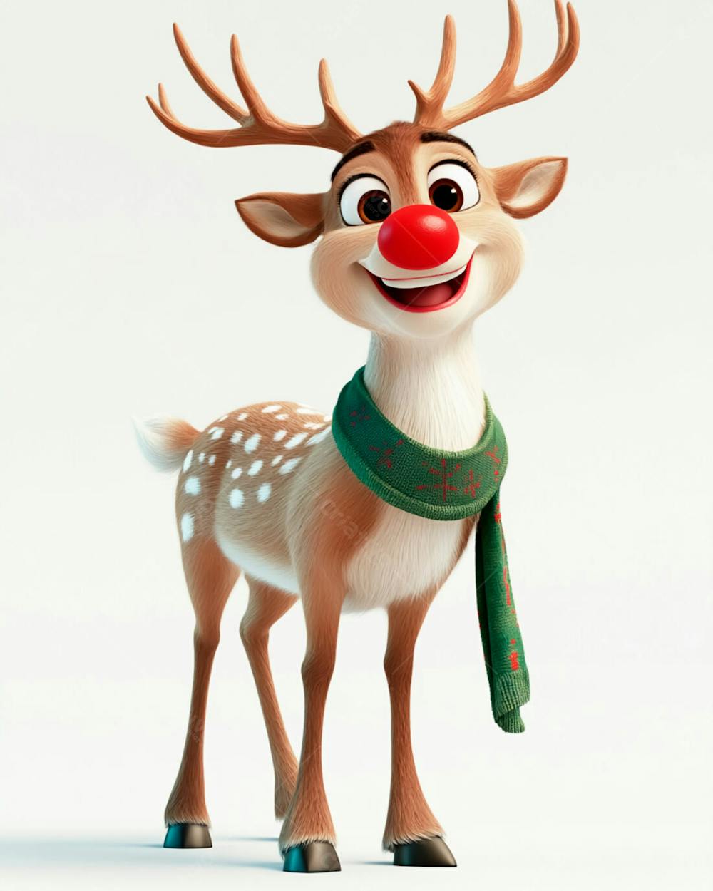 Imagem De Uma Rena De Natal Usando Um Cachecol Verde