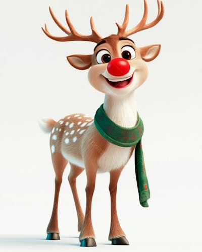 Imagem De Uma Rena De Natal Usando Um Cachecol Verde