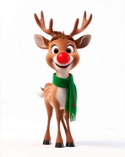 Imagem De Uma Rena De Natal Usando Um Cachecol Verde