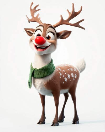 Imagem De Uma Rena De Natal Usando Um Cachecol Verde