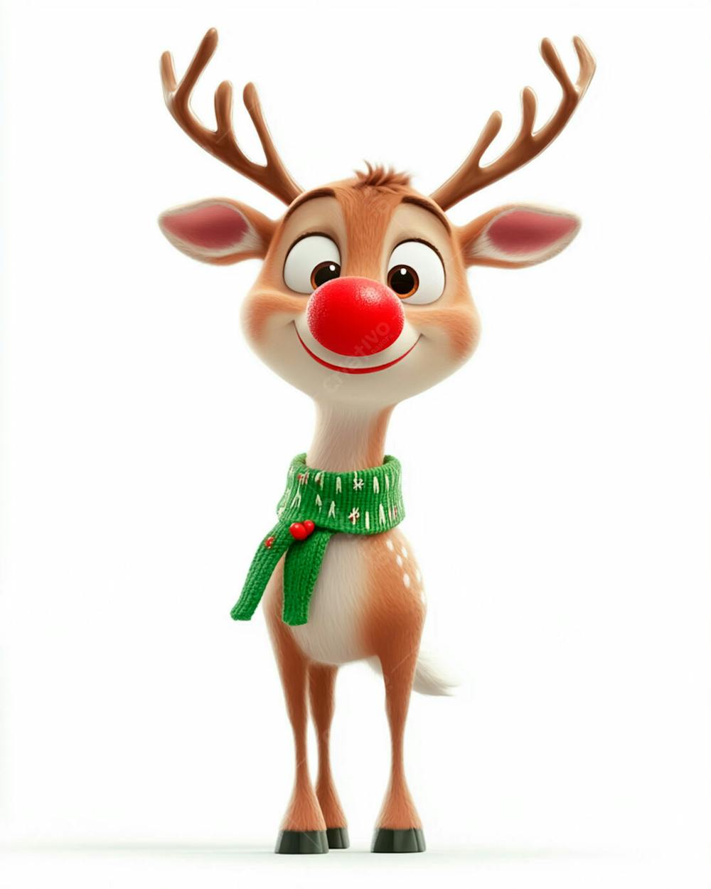 Imagem De Uma Rena De Natal Usando Um Cachecol Verde