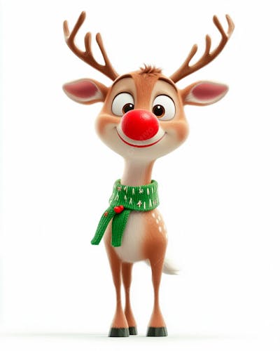 Imagem De Uma Rena De Natal Usando Um Cachecol Verde