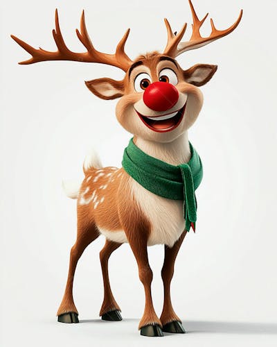 Imagem De Uma Rena De Natal Usando Um Cachecol Verde
