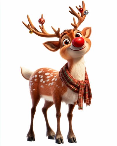 Imagem De Uma Rena De Natal Usando Um Cachecol Vermelho