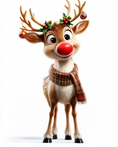 Imagem De Uma Rena De Natal Usando Um Cachecol Vermelho