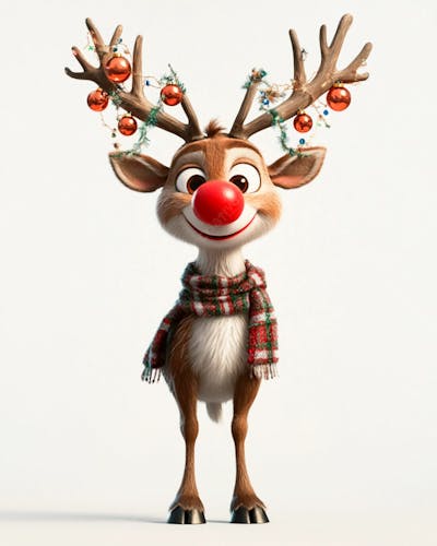 Imagem De Uma Rena De Natal Usando Um Cachecol Vermelho