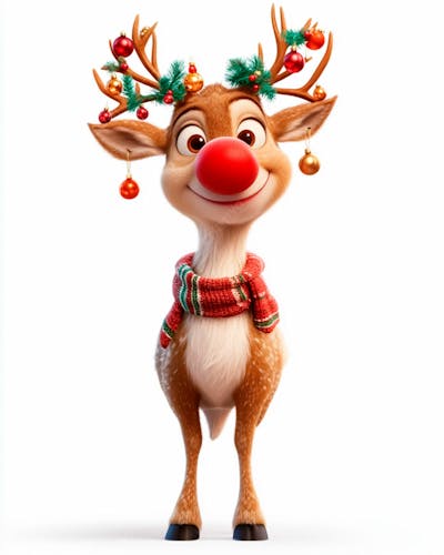 Imagem De Uma Rena De Natal Usando Um Cachecol Vermelho