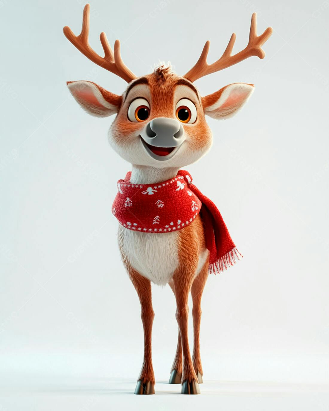 Rena fofa com cachecol vermelho Natal
